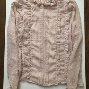 Sheer pink ruffled shirt